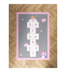 MEKTA HOME BEBEK VE ÇOCUK ODASI Unicorn ve Seksek Desenli Halı