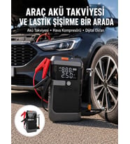 Araç İçin 4 Fonksiyonlu Akü Takviye ve Lastik Şişirme Cihazı Yeni Nesil