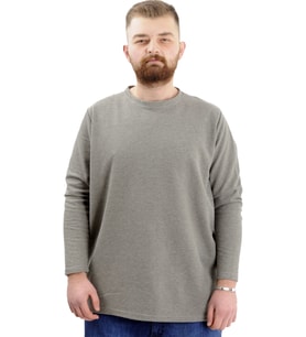 Mode XL Büyük Beden Erkek Sweatshirt Bisiklet Yaka Uzun Kol WAFFLE 23460 Haki