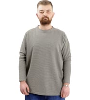 Mode XL Büyük Beden Erkek Sweatshirt Bisiklet Yaka Uzun Kol WAFFLE 23460 Haki