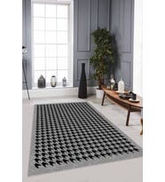 Gri Kazayağı Kaymaz Tabanlı Makinede Yıkanabilir Halı RV177 - 100 x 160 cm