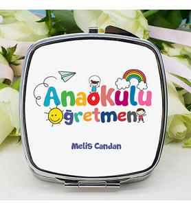 Kişiye Özel Anaokulu Öğretmenine Hediye Makyaj Aynası