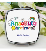 Kişiye Özel Anaokulu Öğretmenine Hediye Makyaj Aynası
