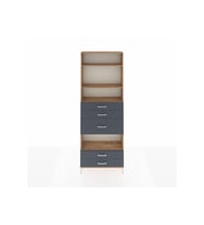Arges Dolap 4 Raflı 5 Çekmeceli 88x30x243 Çam-Antrasit