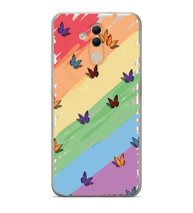 Huawei Mate 20 Lite Uyumlu Renk ve Kelebek Desenli Şeffaf Telefon Kılıfı