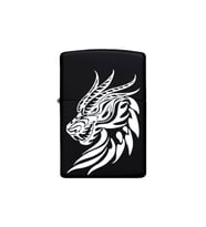 Ejderha Desenli Kişiye Özel İsimli Zippo Model Çakmak Benzinli Siyah Metal  Çakmak