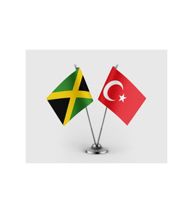 Jamaika ve Türkiye Bayrağı İkili Saten Masa Bayrağı Takımı
