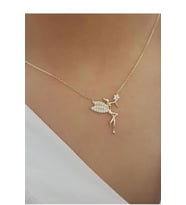 925 Ayar Zirkon Taşlı Gümüş Melek Kolye.rose.gold.rodaj