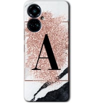 Tecno Camon 19 Pro Kılıf HD Desen Baskılı Kılıf - Pembe Mermer Desenli A Harfi