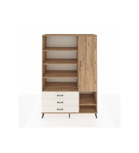 Hyperion Dolap 9 Raflı 3 Çekmeceli Tek Kapaklı  132x44x195 Çam-Çam/Aytaşı