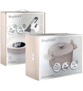 Berghoff Leo Phantom Kapaklı Yapışmaz Derin Tencere 24 Cm Ve Kızartma Tavası 24 Cm Latte (Çok Renkli)