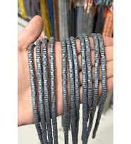 Hematit Taşı Altıgen Rondela Kesim Mat Gri 6x2mm Doğal Taş Dizi