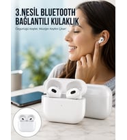 3.nesil İos Android Uyumlu Bluetooth 5.0 Beyaz Çağrı Cevaplama Yeni Nesil
