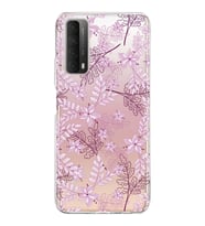 Huawei P Smart 2021 Uyumlu Kapak Floral Pudra Tasarımlı Şeffaf Silikon Kılıf