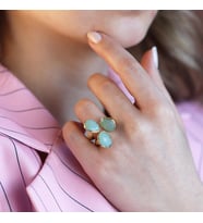 Peridot Taşlı Gold Kaplama El İşi Gümüş Yüzük