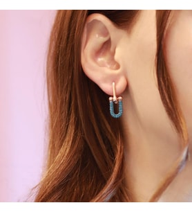 Turkuaz Taşlı Tif Model Rose Gold Kaplama Gümüş Küpe
