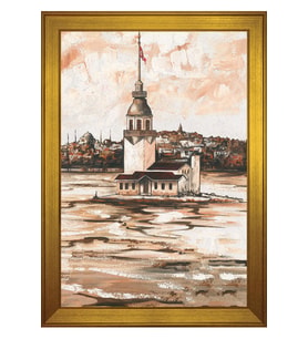 Kız Kulesi Motifli Kanvas Tablo 80 x 110 cm Gold Çerçeve