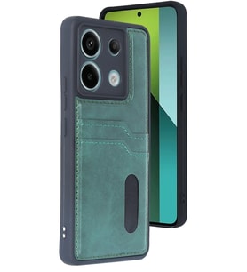 Redmi Note 13 Pro 4G Kılıf Sara Kartvizitli Deri Kılıf - Koyu Yeşil