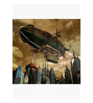 Steampunk Zeplin 3 Tablo Ahşap Poster Dekoratif