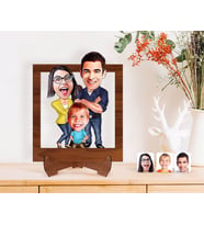BK Gift Kişiye Özel Aile Karikatürlü Ahşap Standlı 3D Biblo-1 (Beyaz)