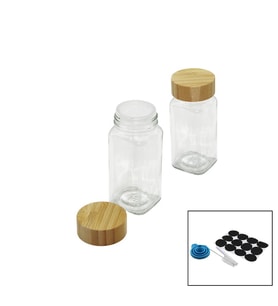 12 PCS TAKIM KARE CAM BAHARATLIK - TUZLUK BAMBU KAPAKLI (5343)