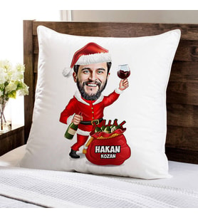 Kişiye Özel Neşeli Bir Yıl Olsun Karikatürlü Yastık