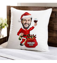 Kişiye Özel Neşeli Bir Yıl Olsun Karikatürlü Yastık
