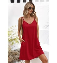 Kadın Ip Askılı V Yakalı Kısa Aerobin Elbise