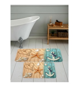 Rovigo Home Dijital Baskılı 2'li Banyo paspas Takımı RVG5045 (Mavi)