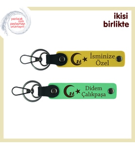 Yıllara Dayanan Bağa Özel Hediye – Çocuk Ve Ayyıldız Temalı Kişisel Anahtarlık Takım, Sarı-Yeşil