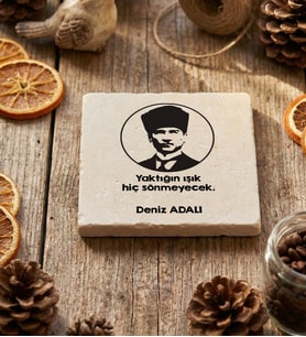 Kişiye Özel Atatürk Silüeti Bardak Altlığı Hediyesi