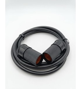 Araç Çakmaklık Uzatma Kablosu Dişi+Dişi 12-24 Volt 16 Amper 2 X1 mm TTR Bakır 5 Mt-Siyah