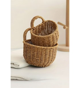 Favorite 9152 2'Li Rattan Asılabilir Çiçeklik Saksılık Hasır Dekor Sepeti Düzenleyici Organizer