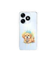 Tecno Spark 10C ile Uyumlu Splash Köpek Tasarımlı Şeffaf Silikon Kılıf