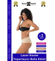 #BatoKülot Karın Basen Toparlayıcı Kaymaz İz Yapmaz Lazer Kesim Toparlayıcı Bato Külot - 3 Adet (Ten)