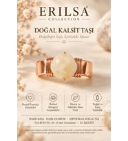 Sertifikalı Doğal Kalsit Taşı Yüzük Bakır Kasa Ayarlanabilir El İşçiliği