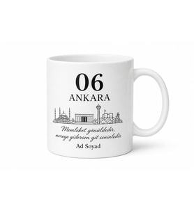 Kişiye Özel Plaka Kodlu Şehir İsimli Memleket Hasreti Kupa Bardak Hediye