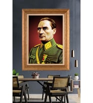 Altın Varaklı Çerçeveli Paspartulu Atatürk Tablo DC1563 (Gold)
