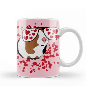 Guinea Pig Lover Valentine With Big Heart Kupa Bardak Porselen