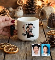 Kişiye Özel Karikatürlü Siyah Beyaz Taraftar Baba Kız T Kupa Babalar Günü Hediyesi