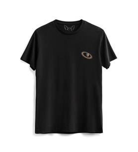 Satürn Resimli Dijital Baskılı  Siyah Tshirt