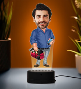 Doğum Günü Hediyesi,Sevgiliye Hediye, Kişiye Özel Fotoğraflı Mimar 3 Karikatür 3D Led Lamba (Beyaz)