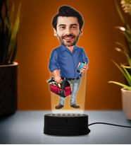 Doğum Günü Hediyesi,Sevgiliye Hediye, Kişiye Özel Fotoğraflı Mimar 3 Karikatür 3D Led Lamba (Beyaz)