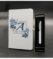 Kişiye Özel Beyaz Defter & Kişiye Özel Beyaz Tükenmez Kalem Hediye Seti