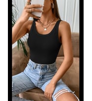 Fantezia Night Kadın Siyah Kolsuz Kalın Askılı Uzun Crop Top Bluz & Atlet