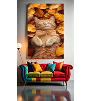 HUZURLU KEDİ 1 Ev Duvar Salon Güzellik Salonu Ofis Dükkan Dekarasyon Kanvas Tablo (Çok Renkli)