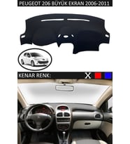 Peugeot 206 2006-2011 İçin Uygun Torpido Koruma Halısı Siyah Kenar Renk Kırmızı