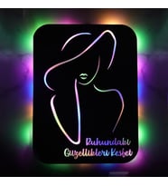 Lucenda Led Işıklı Kişiselleştirilebilir Kadın Temalı Tablo Fragile Dekoratif Gece Lambası (Çok Renkli)