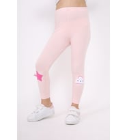 Toontoy Kız Çocuk Nakışlı Tayt (Pudra)