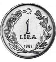 1 lira 1981 yılı Küçük ebat koleksiyon madeni para
